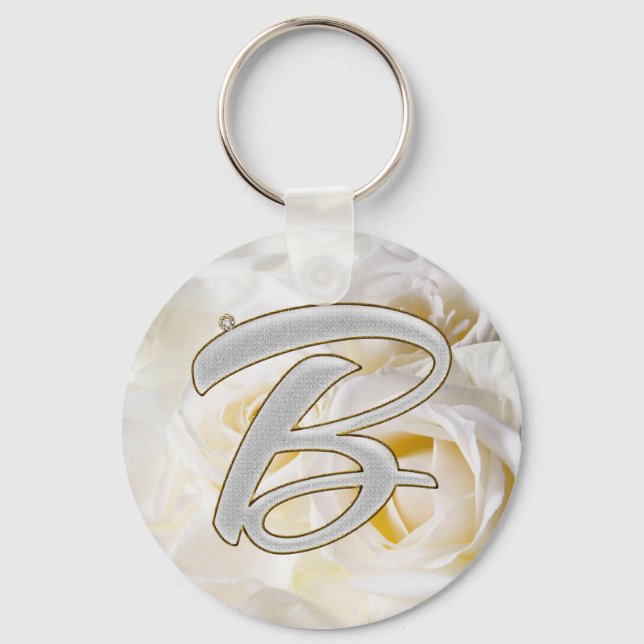 Diamond Bling B Key Ring (Front)