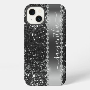 Diamond Bling Glitter Look Black Midnight iPhone 13 Case