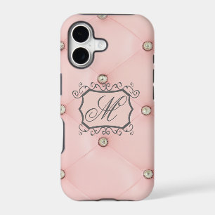 Diamond Bling Pink Tufted Monogram IPHONE 5 Case