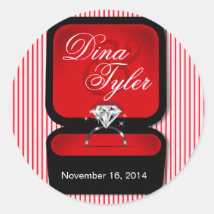 Diamond Bling Ring Box red Classic Round Sticker