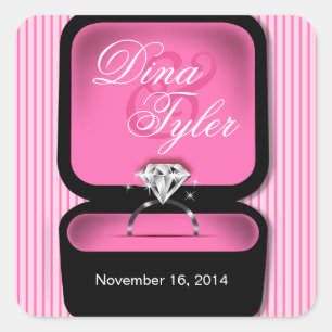 Diamond Bling Ring Box square pink Sticker