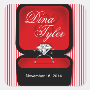 Diamond Bling Ring Box square red Square Sticker