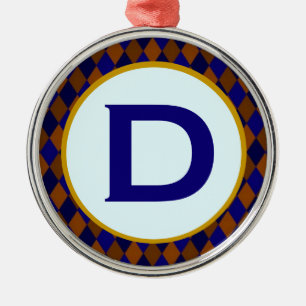 Diamond Blue Monogram Metal Tree Decoration