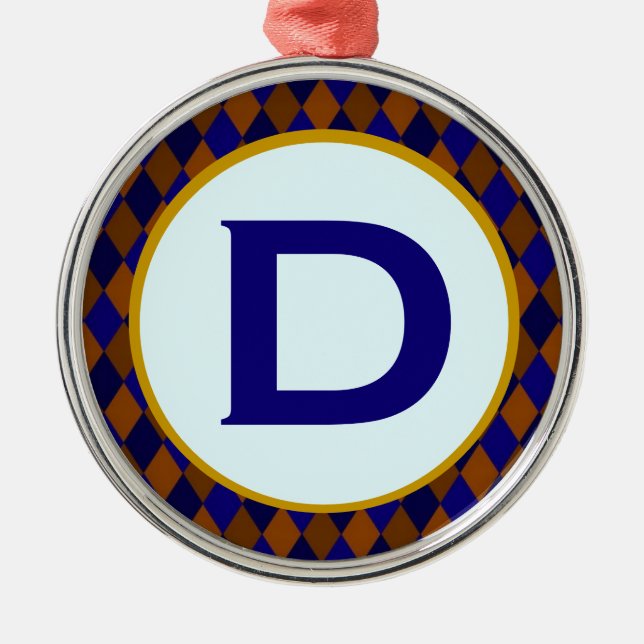 Diamond Blue Monogram Metal Tree Decoration (Front)