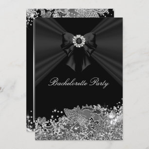 Diamond Bow black Lace Bachelorette Party Invite