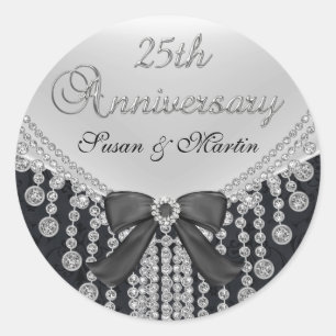 Diamond Bow & Damask 25th Anniversary Sticker