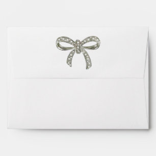 Diamond Bow Faux Black Glitter Envelope