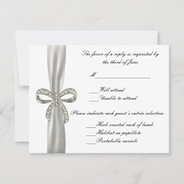 Diamond Bow Wedding Response Card (Front)