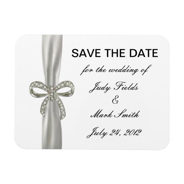 Diamond Bow Wedding Save The Date Magnet (Horizontal)