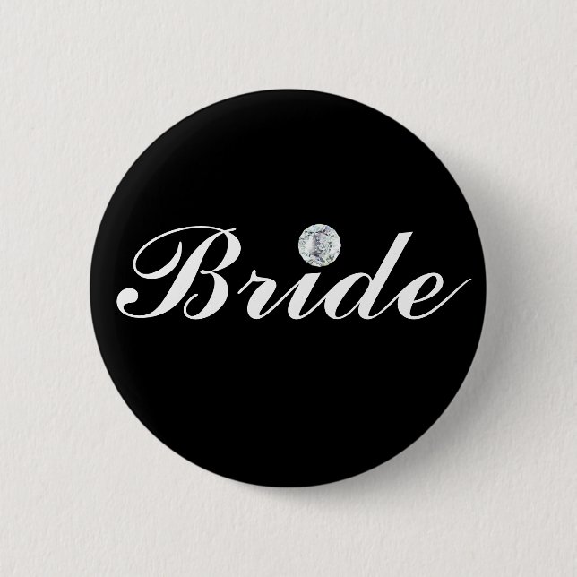 Diamond bride-black 6 cm round badge (Front)