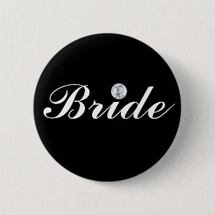 Diamond bride-black 6 cm round badge