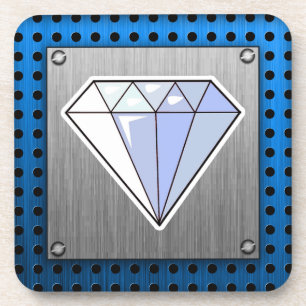 Diamond; Brushed metal-look Coaster