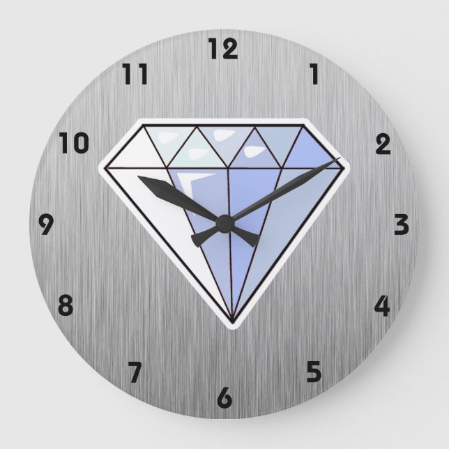Diamond; Brushed metal-look Large Clock (Front)