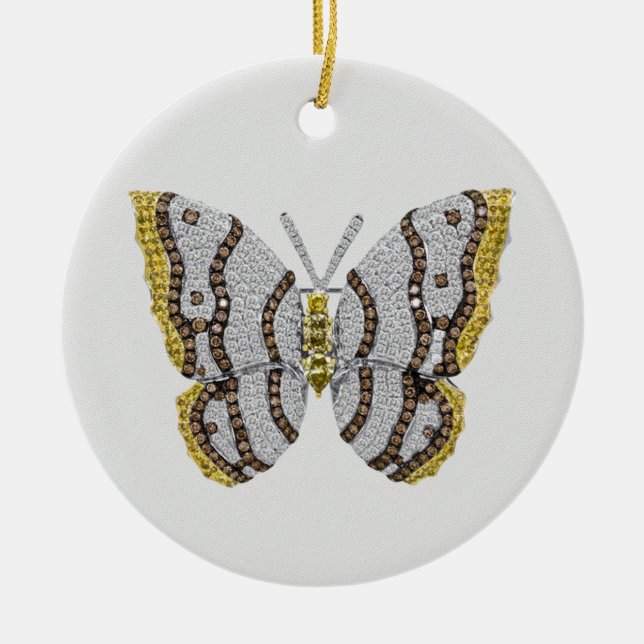Diamond Butterfly Print Ceramic Tree Decoration (Front)