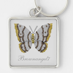 Diamond Butterfly Print Key Ring