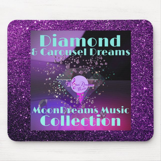 Diamond & Carousel Dreams Purple Faux Glitter Mouse Pad (Front)
