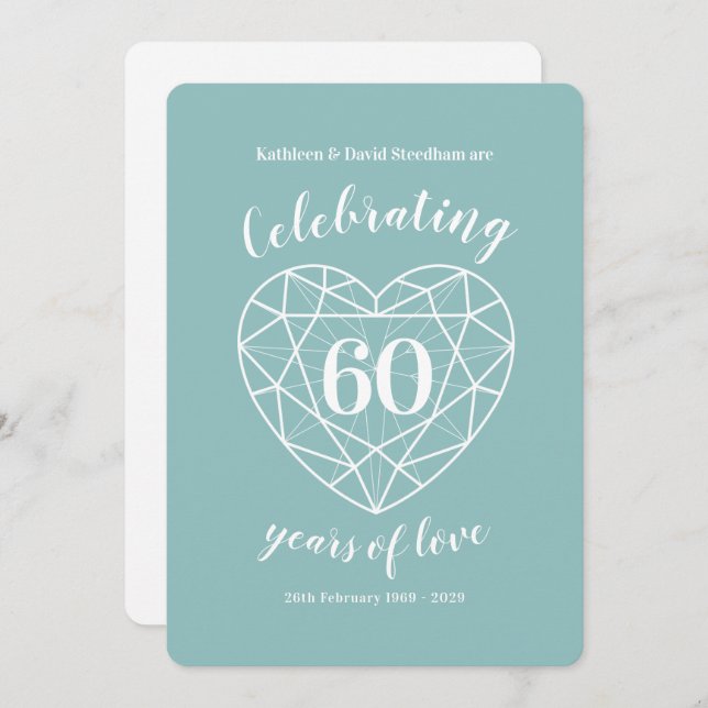 Diamond celebrating 60 years of love party invites (Front/Back)