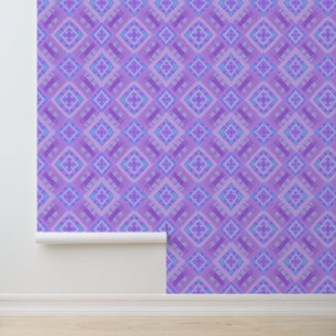 Diamond Check Patchwork - Lilac Blue 1 Wallpaper