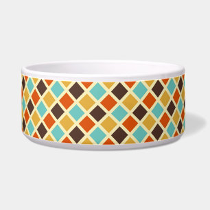 Diamond Chequered Blue Yellow Red Retro Colours