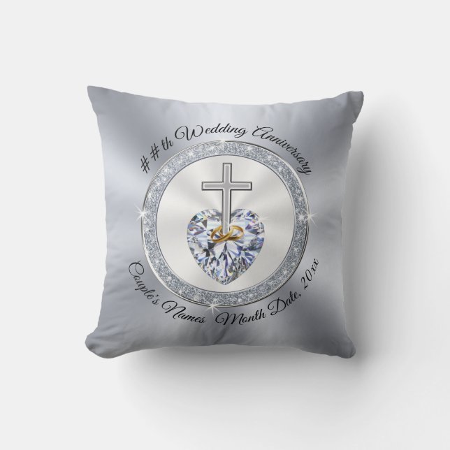 Diamond Christian Anniversary Gifts for ANY YEAR Cushion (Front)