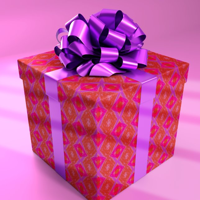 Diamond Crayon Texture Pink Purple Orange  Wrapping Paper (Totally unique and hand drawn in fun and funky colors. )