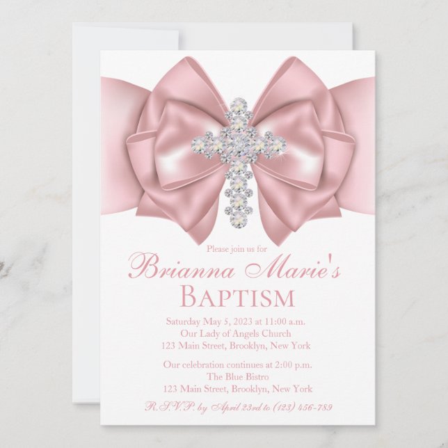 Diamond Cross Baptism | Christening Invitation (Front)