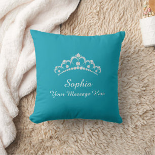 Diamond Crown, Name, Your Message, Teal Cushion
