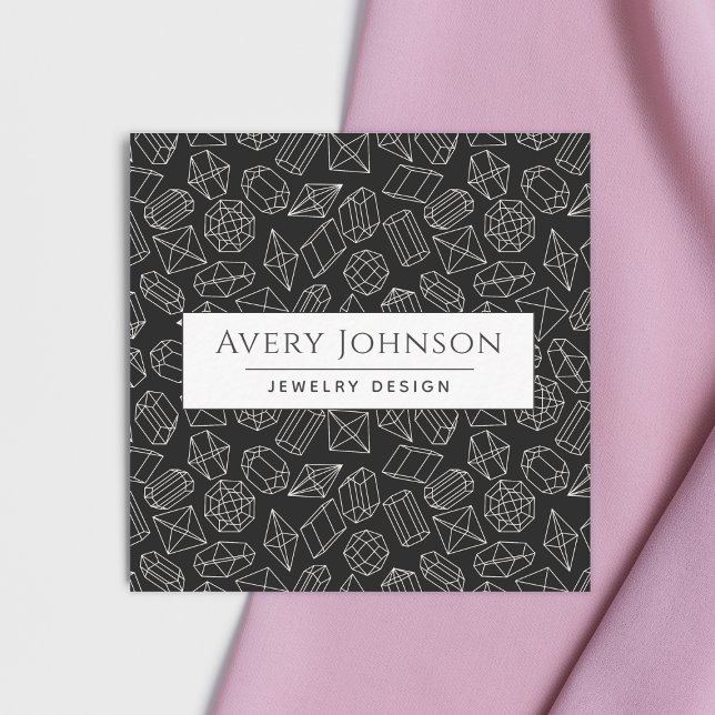 Diamond Crystal Gemstone Pattern Jewellery Design Square Business Card (Creator Uploaded)