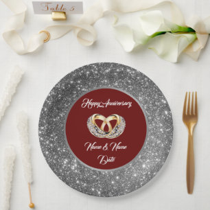 Diamond Customise Wedding Rings Silver Anniversary Paper Plate
