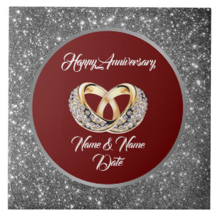 Diamond Customise Wedding Rings Silver Anniversary Tile