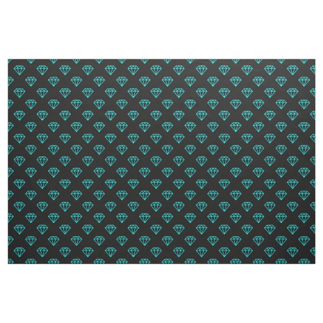Diamond - Cyan on Black Fabric (Yard)