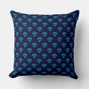 Diamond - Cyan on Dark Navy Cushion