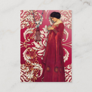 Diamond Damask, FASCINATION in Red & Pink Business Card