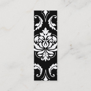 Diamond Damask in White on Black Mini Business Card