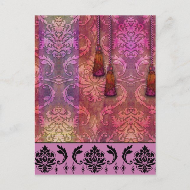 Diamond Damask, MOROCCO in Fuchsia & Orange Postcard (Front)