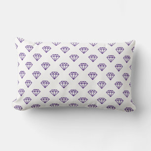 Diamond - Deep Purple on White Lumbar Cushion