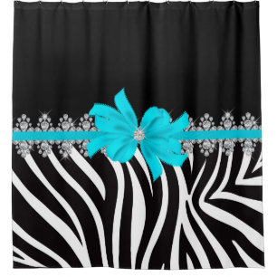 Diamond Delilah Zebra (Teal) Shower Curtain