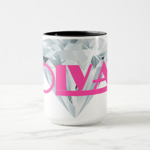 Diamond Diva Pink Gem Girly Text Typography Mug