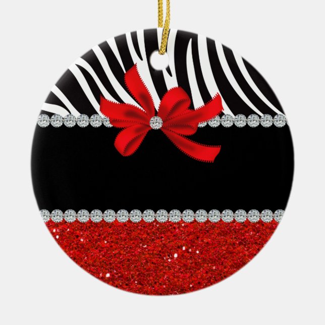 Diamond Diva (red glitter) Ceramic Tree Decoration (Front)