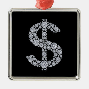 Diamond Dollar Sign Bling Metal Tree Decoration