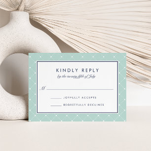 Diamond Dot RSVP Card   Mint and Navy