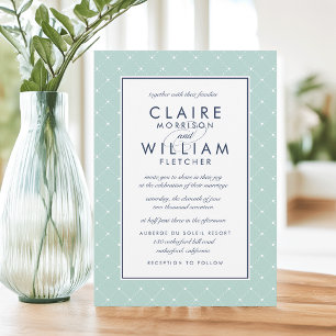 Diamond Dot Wedding Invitation   Mint and Navy