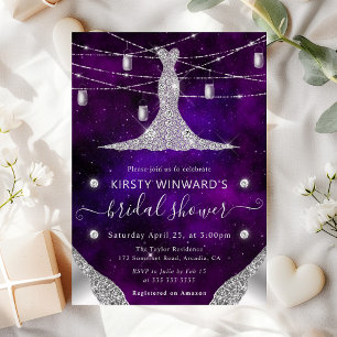 Diamond Dress and Mason Jars Glam Bridal Shower Invitation