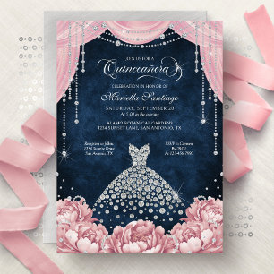 Diamond Dress Bling Quinceanera Invitation