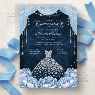 Diamond Dress Bling Quinceanera Invitation