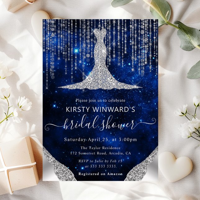 Diamond Dress & Bokeh String Lights Bridal Shower Invitation (Creator Uploaded)