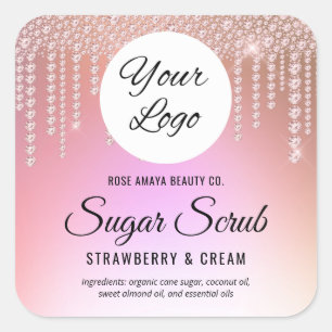 Diamond Drips Rose Gold Bath Body Product Label