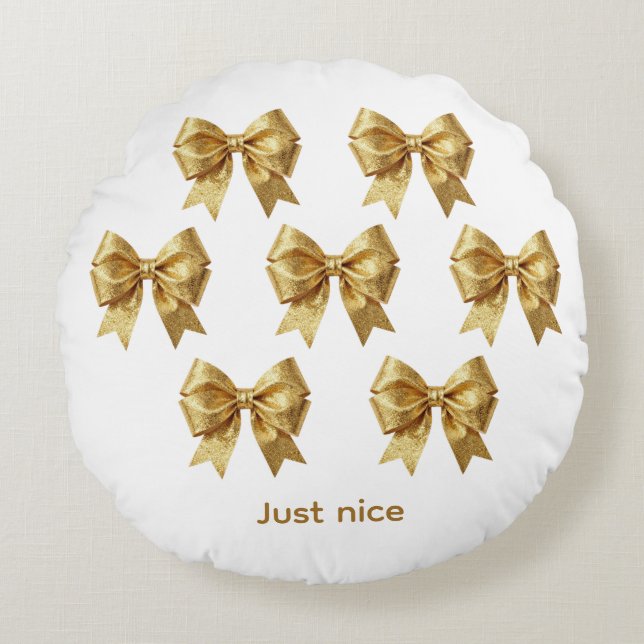 Diamond Dust Gold Ribbon Round Cushion (Front)