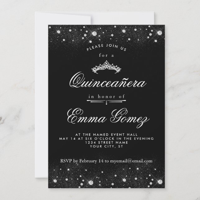 Diamond Dust Quinceanera Invitation (Front)