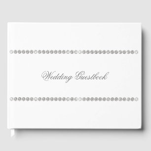 Diamond Embelishment On White Wedding Guest Book
